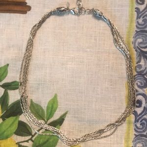 Necklace 4 strand silver tone